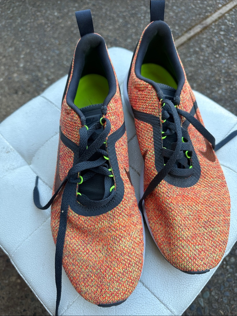 Men's Orange Knit Athletic Sneakers